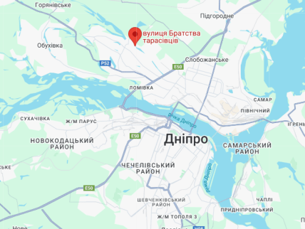 Вулиця Братства тарасівців у Дніпрі — де знаходиться