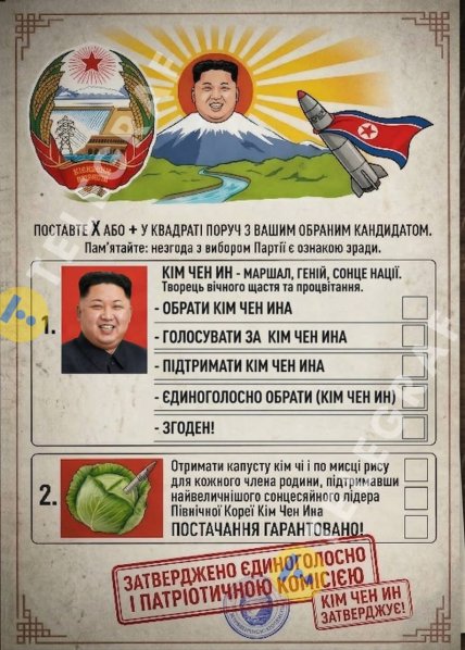 Вигаданий виборчий бюлетень у Північній Кореї - мем