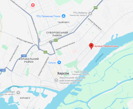 Улица из Перекопска в Херсоне на карте Гугл