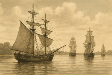 Корабли с двурогими якорями