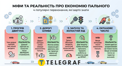 Мифы и факты об экономии топлива. Инфографика создана ИИ