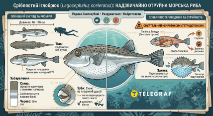 Рыба-фугу Lagocephalus sceleratus — характеристики в инфографике