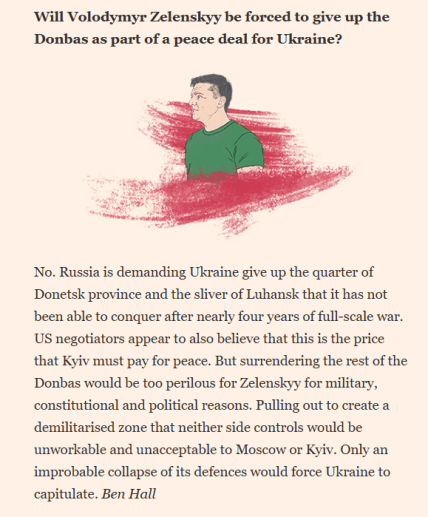 Прогноз FT о Донбассе на 2026 год