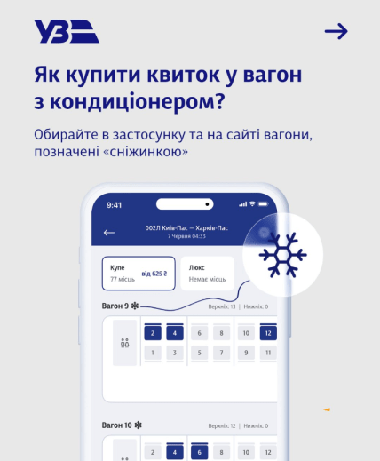 Значок, обозначающий вагон с кондиционированием