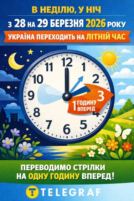Коли Україна переходить на літній час, інфографіка