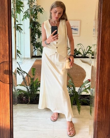 ната москаленко костюмный белый жилет