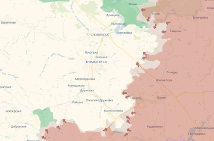 Карта бойових дій в Донецькій області 21 лютого