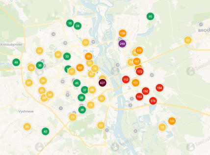 Загрязненность воздуха в Киеве 9.03.2026