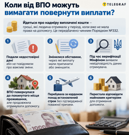 Когда могут потребовать вернуть выплаты. Инфографика: ИИ "Телеграф"