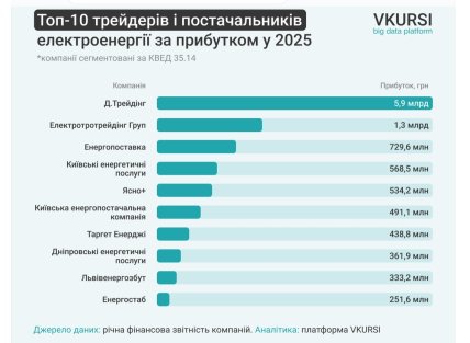 Топ-10 трейдеров и поставщиков электроэнергии по прибыли 2025 года