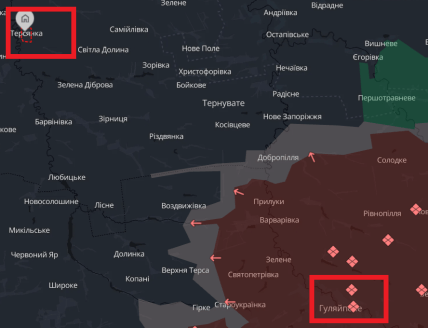 Терсянка та Гуляйполе на карті