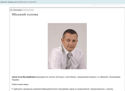 Городской голова Вишневого Илья Диков