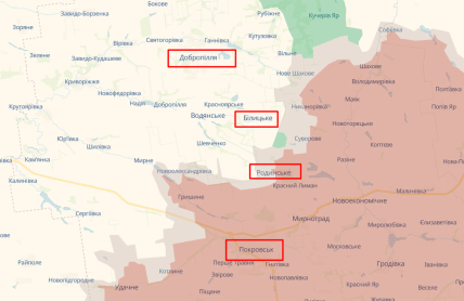 Покровск, Родинское, Белицкое и Доброполье на карте боевых действий 17.06.2026