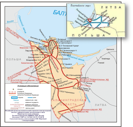 Карта железных дорог Калининградской области