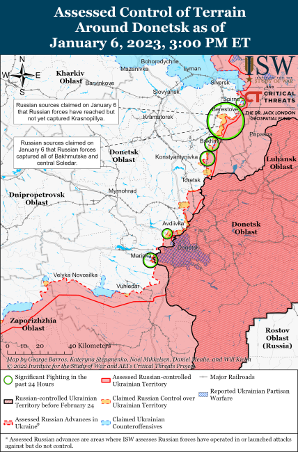 Карта боїв у Донецькій області 7.01