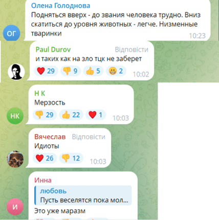 Негативні коментарі про фурі