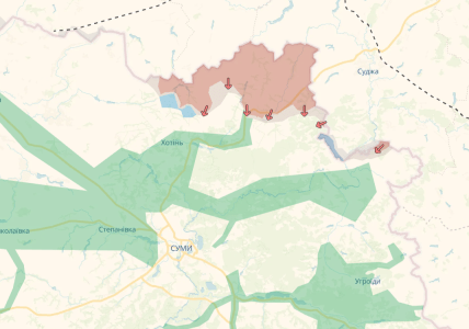 Карта, где идут бои в Сумской области 18.08.2025