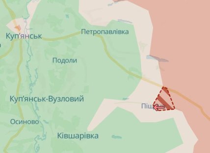 Просування росіян біля Купʼянська на карті DeepState