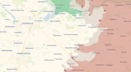 Карта боев на линии Славянск-Краматорск от DeepState 16 февраля