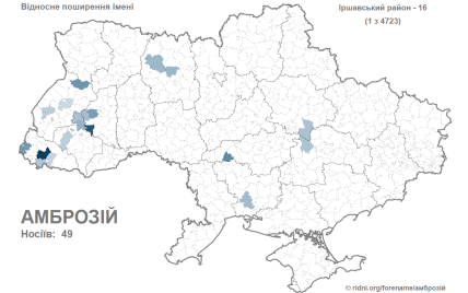 Сколько человек в Украине носят имя Амброзий