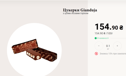 Конфеты стоимостью 1549 гривен за килограмм