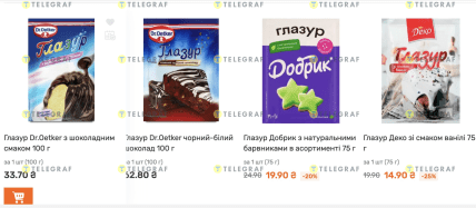 Скільки коштує глазур у Варусі