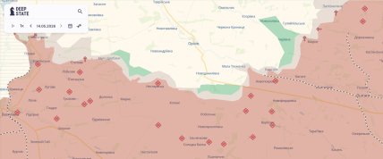 Лінія фронту в районі Малої Токмачки станом на 14.05.2026