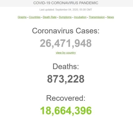Статистика коронавируса на 4.09.2020