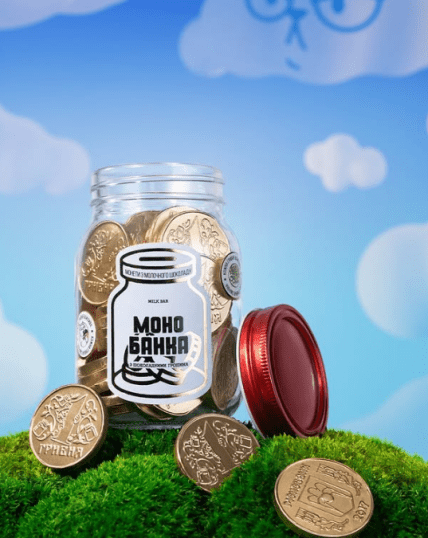 Монобанка с 40 шоколадными монетами