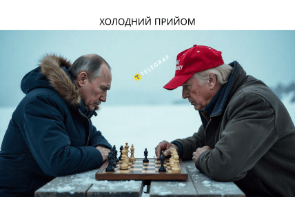 Путін і Трамп грають у шахи на Алясці, мем