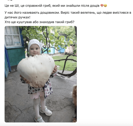 Украинка нашла огромный гриб