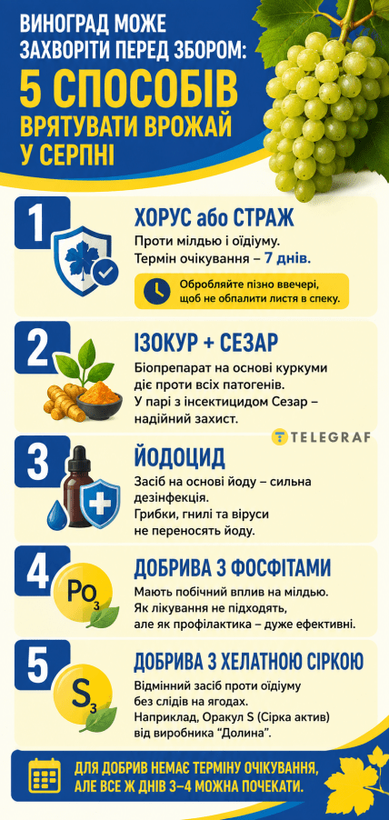 Чем можно обрабатывать виноград в августе от оидиума и милдью