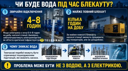 Чи буде вода під час блекауту. Інфографіка: "Телеграф"/ІІ