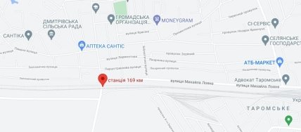 Станция 169 км в Днепре карта