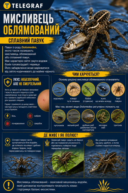 Сплавний павук, мисливець облямований, Dolomedes