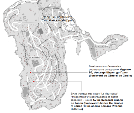 План розташування маєтків Льовочкіна та Фірташа