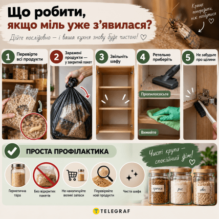 Что делать, если моль уже появилась? Инфографика: ИИ "Телеграф"