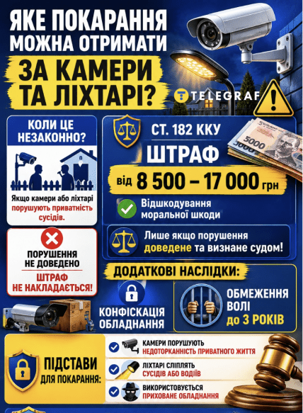 Какой штраф за камеру видеонаблюдения или фонарь