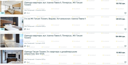 Жилой комплекс Taryan Towers — цена аренды квартир.