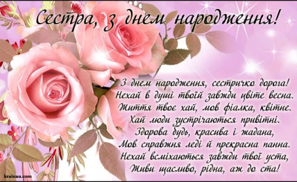 Привітати сестру від брата з днем народження