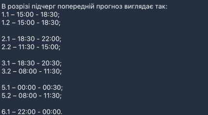 Графіки відключень у Миколаївській області 25 лютого