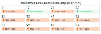 Графики отключений в Ивано-Франковской области 14 февраля