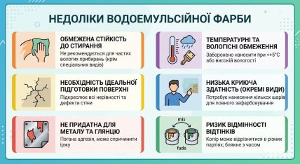 Недоліки водоемульсійної фарби