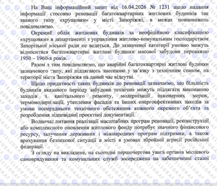 Ответ Запорожского горсовета для "Телеграфа"