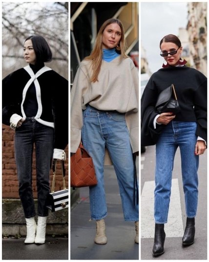 укороченные джинсы девушки