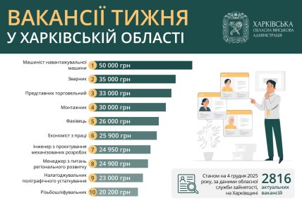 Список вакансій Харківської області станом на 04.12.2025