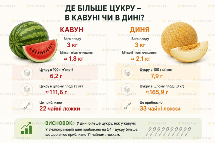 Сколько сахара в дыне и арбузе