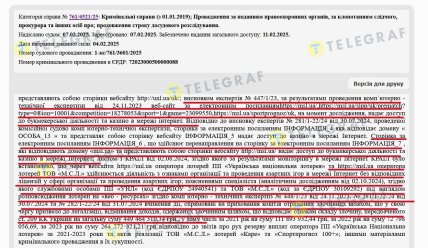 Згадки про М.С.Л. у кримінальній справі, скриншот з сайту ЄДРСР