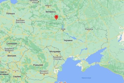 Мозырь на карте Европы