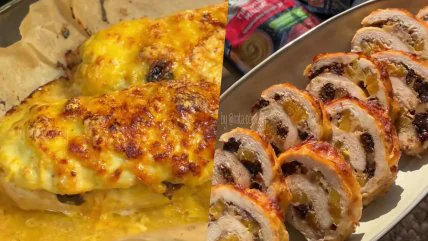 Рулети з курячого філе з курагою та чорносливом